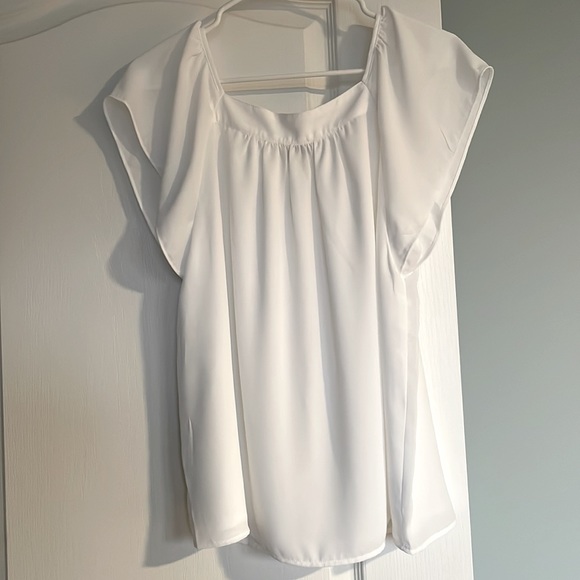 LOFT White Lined Top Size M Medium - Picture 2 of 5